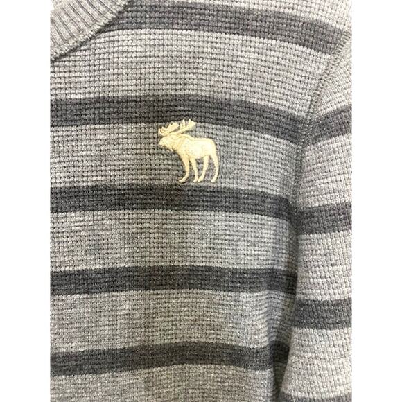 Abercrombie & Fitch Men's Crew Neck Long Sleeve Shirt Muscle Grey Striped Med - Picture 7 of 7